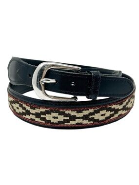 Leather Belt With Woven Exterior